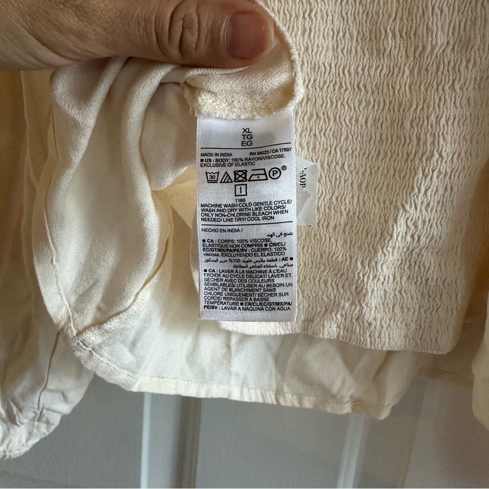 Old Navy Women's Size XL Square Neck Crepe Babydoll Top Beige Boho Cottagecore - Picture 8 of 8
